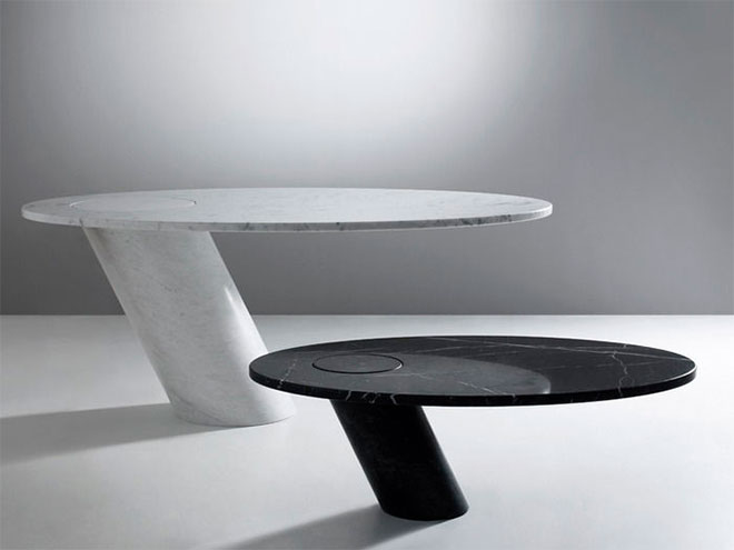 Tables marbre - Collection Eccentrico - Angelo Mangiarotti